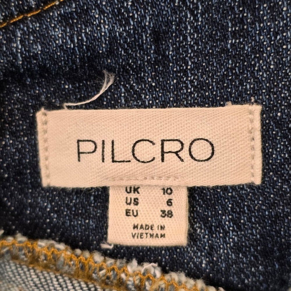 Pilcro Women 6 Denim Jumper Dress Dark Wash Adjustable Snap Straps Pockets - Picture 6 of 11